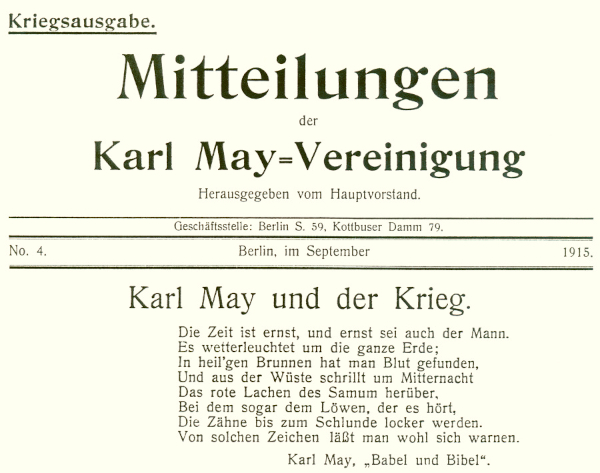 Kriegsausgabe – Karl-May-Vereinigung